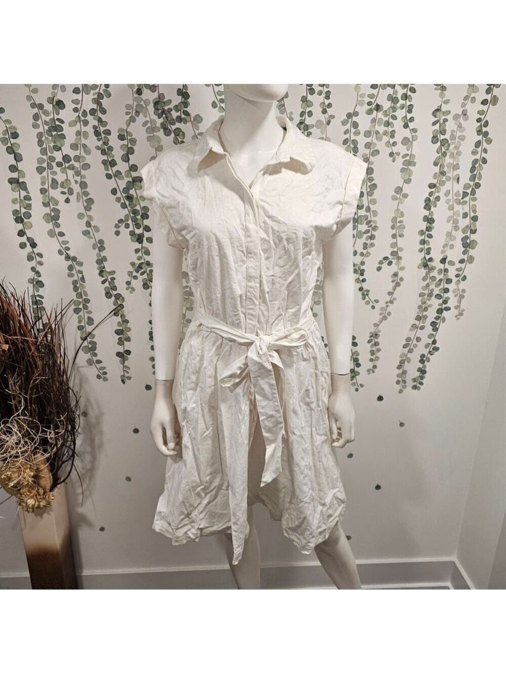Tori Richard Dress White Size 12 Cotton Midi Button Down